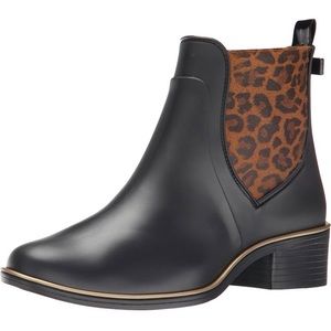 Kate Spade Sedgwick Black/Animal Print Rain Boots sz 7, Leopard, women's